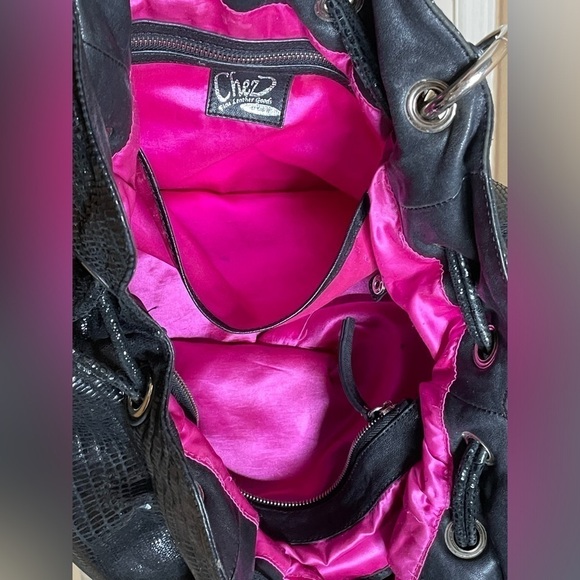 CHEZ FINE LEATHER GOODS by CHERYL LEATHER SNAKE HANDBAG SHOULDER LARGE‌ - Picture 6 of 9